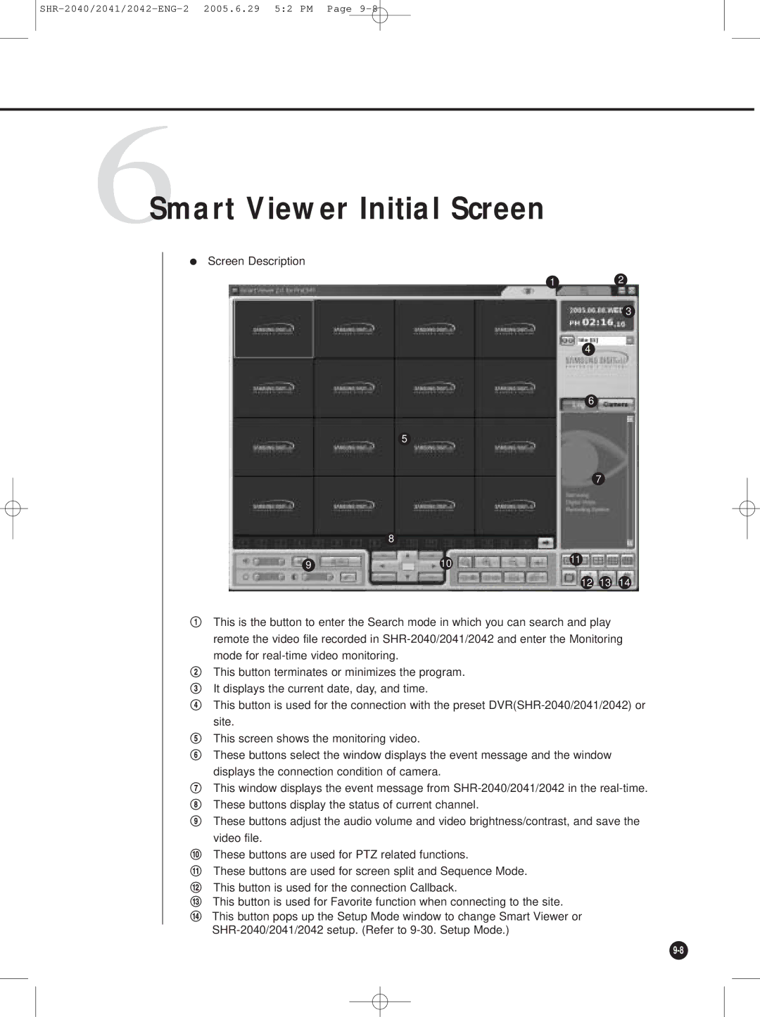 Samsung SHR-2040, SHR-2042, SHR-2041 user manual 6Smart Viewer Initial Screen 