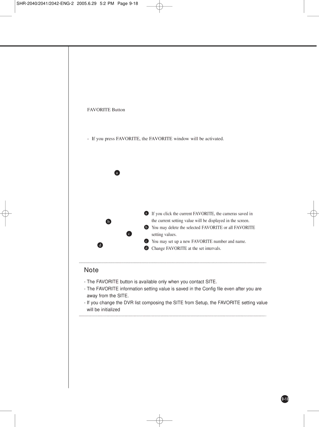 Samsung SHR-2042, SHR-2041, SHR-2040 user manual Change Favorite at the set intervals 