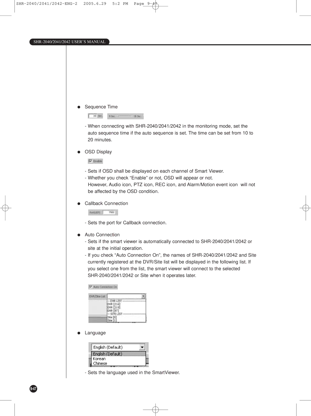 Samsung SHR-2042, SHR-2041 user manual SHR-2040/2041/2042 USER’S Manual 