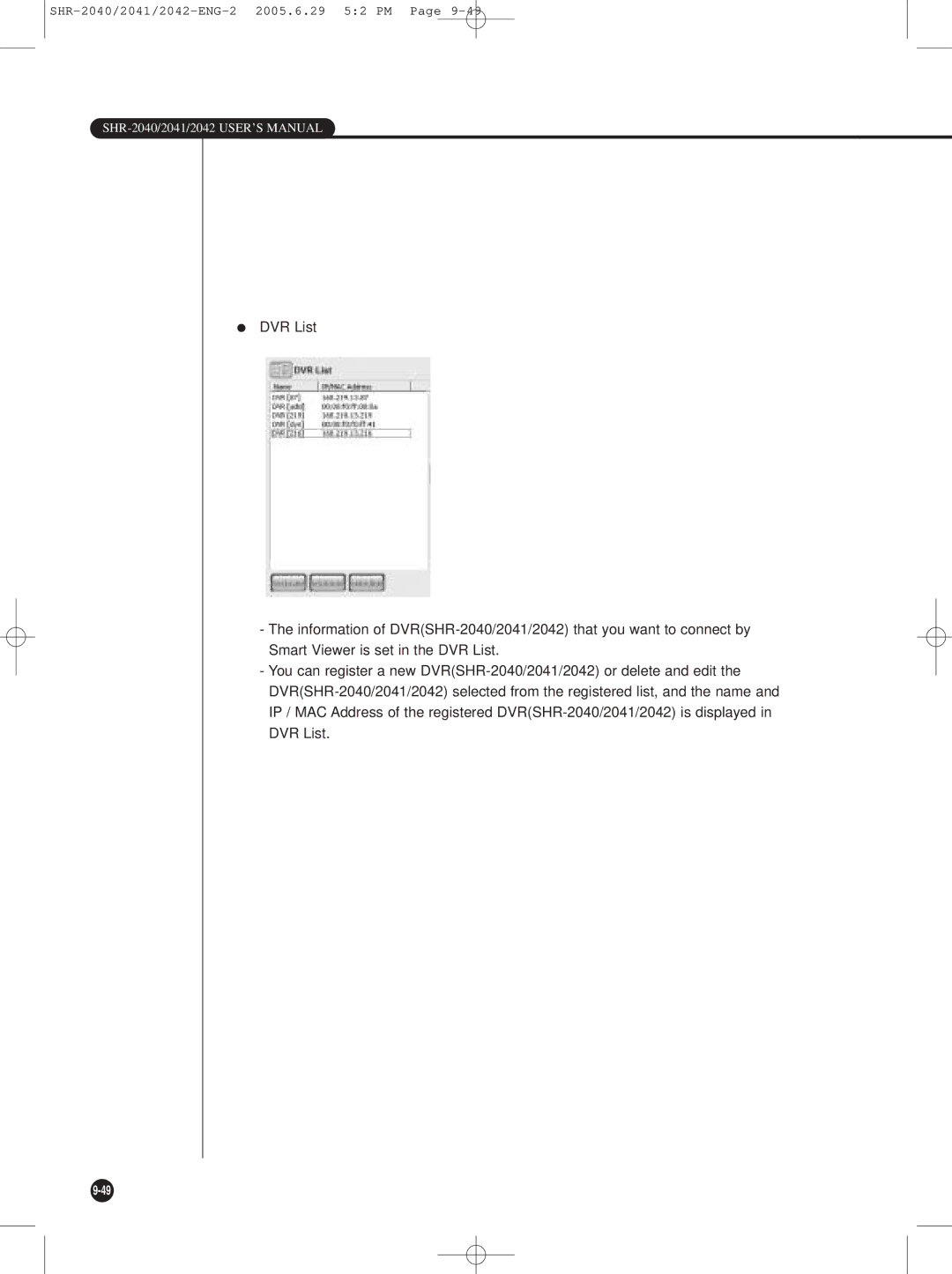 Samsung SHR-2041, SHR-2042 user manual SHR-2040/2041/2042 USER’S Manual 