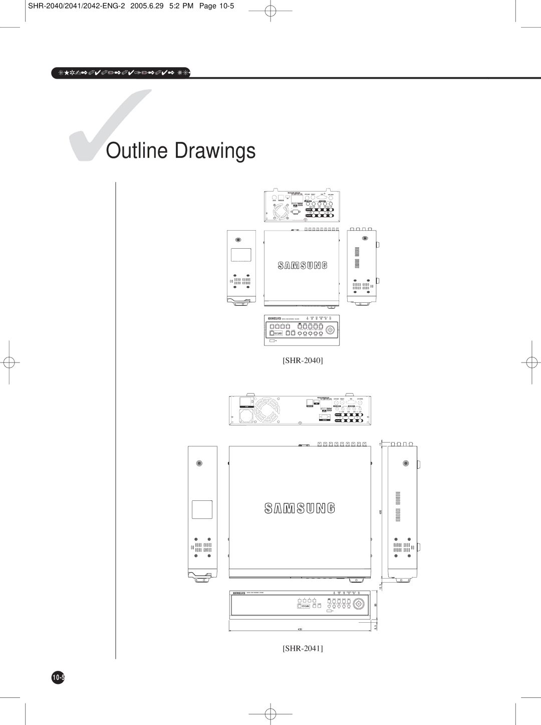 Samsung SHR-2040, SHR-2042, SHR-2041 user manual 3Outline Drawings 