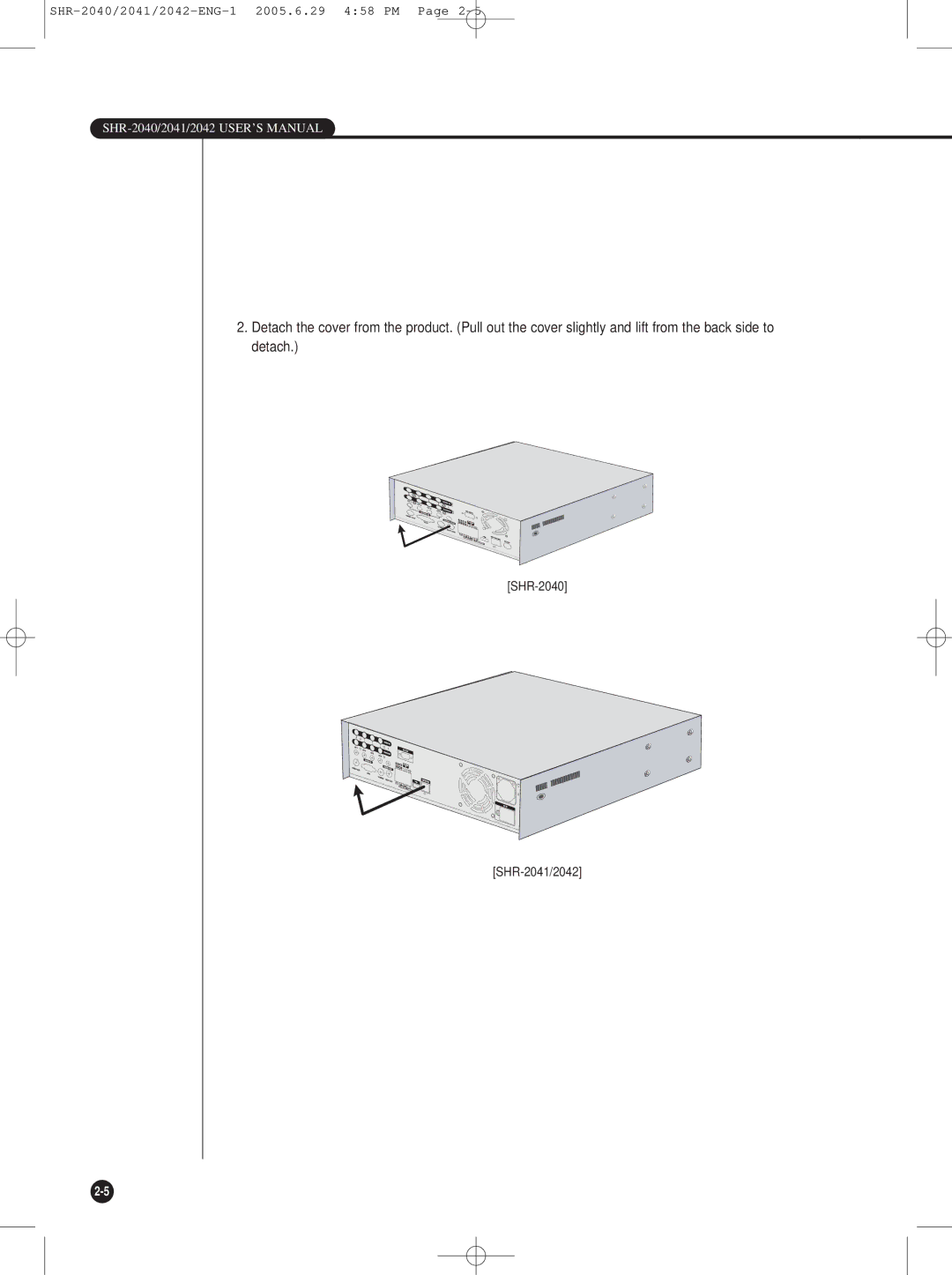 Samsung SHR-2042 user manual SHR-2040 SHR-2041/2042 