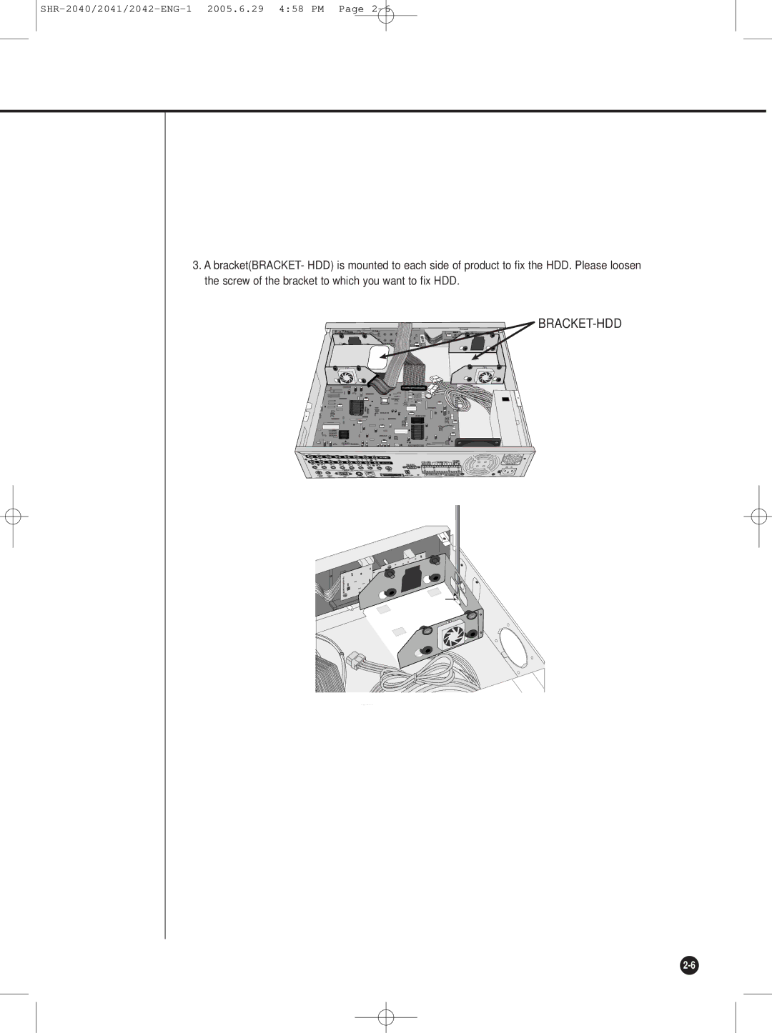 Samsung SHR-2040, SHR-2042, SHR-2041 user manual Bracket-Hdd 