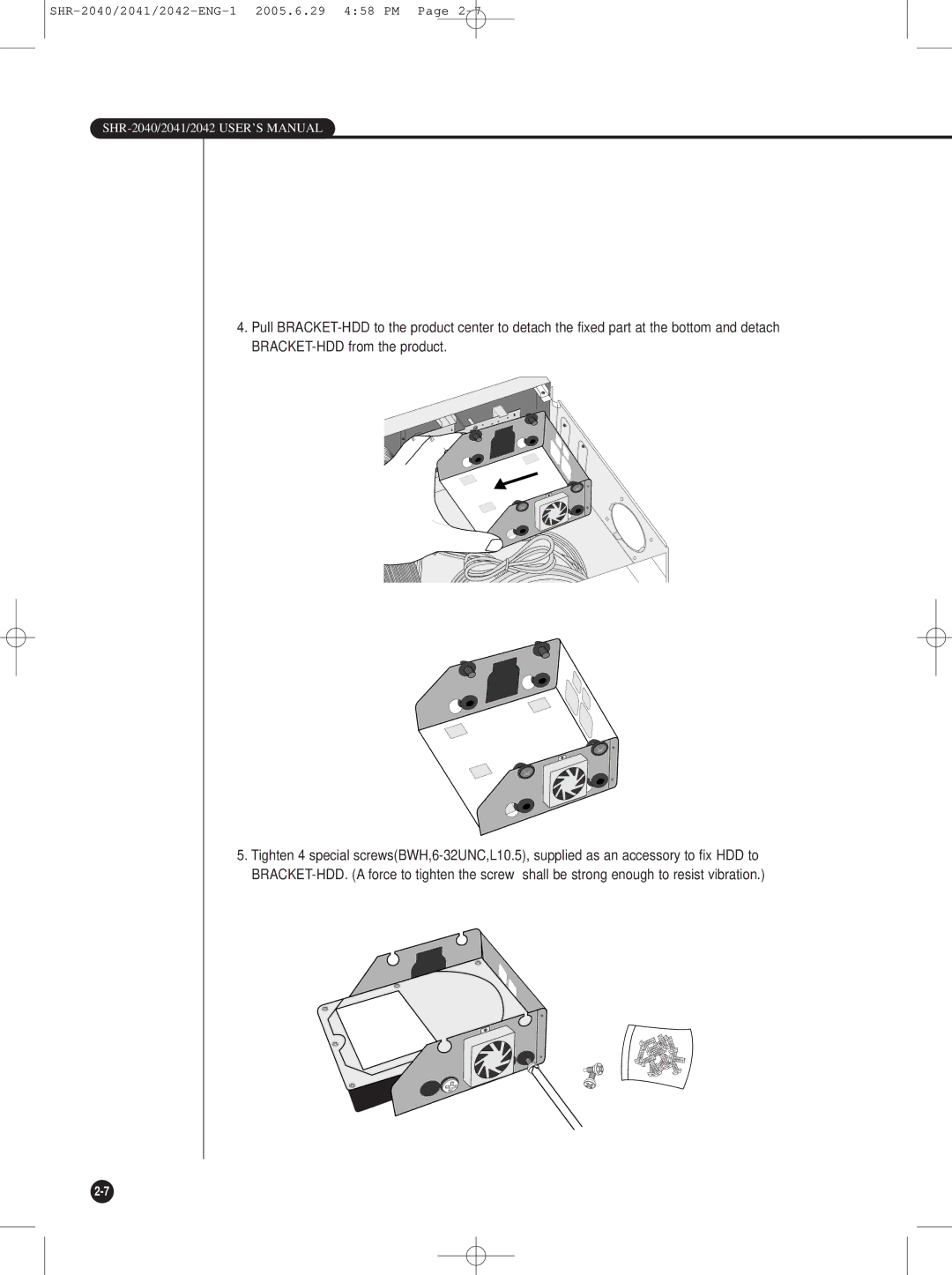 Samsung SHR-2042, SHR-2041 user manual SHR-2040/2041/2042 USER’S Manual 