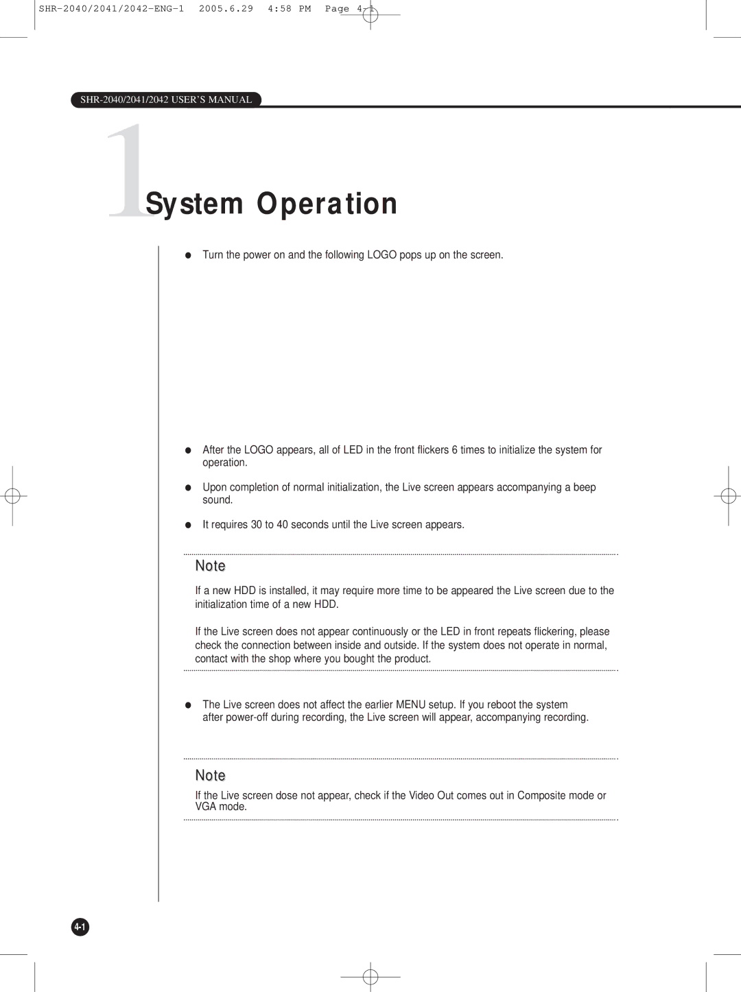 Samsung SHR-2042, SHR-2041, SHR-2040 user manual 1System Operation 