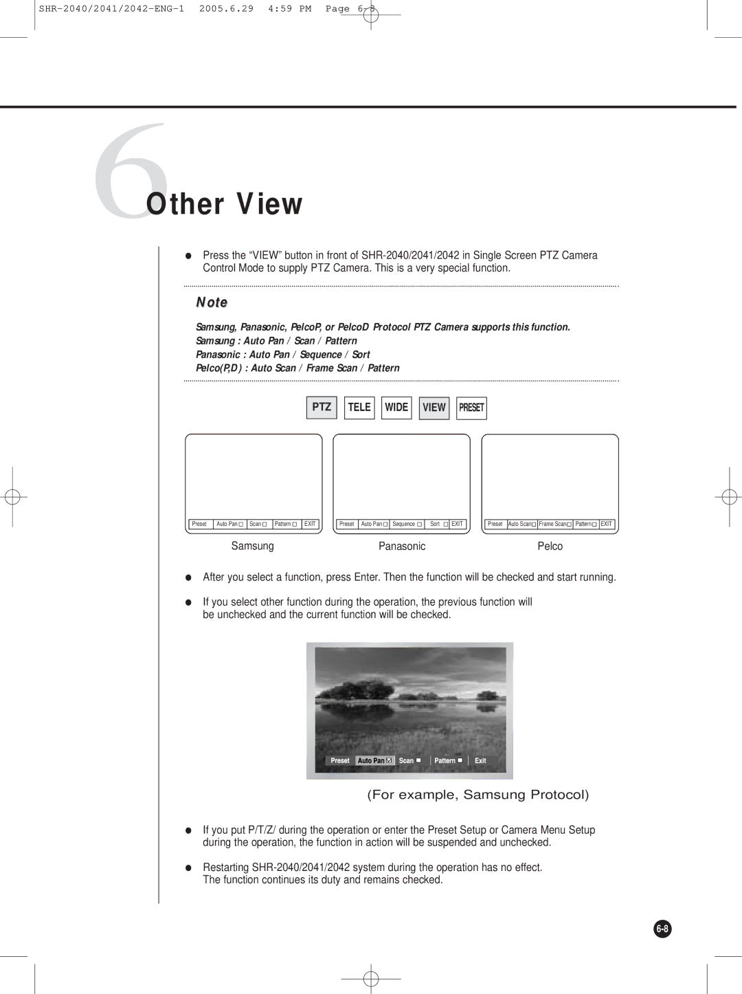 Samsung SHR-2042, SHR-2041, SHR-2040 user manual 6Other View, For example, Samsung Protocol 