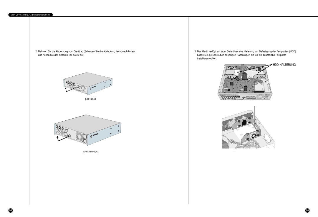 Samsung SHR-2042P manual Hdd-Halterung 