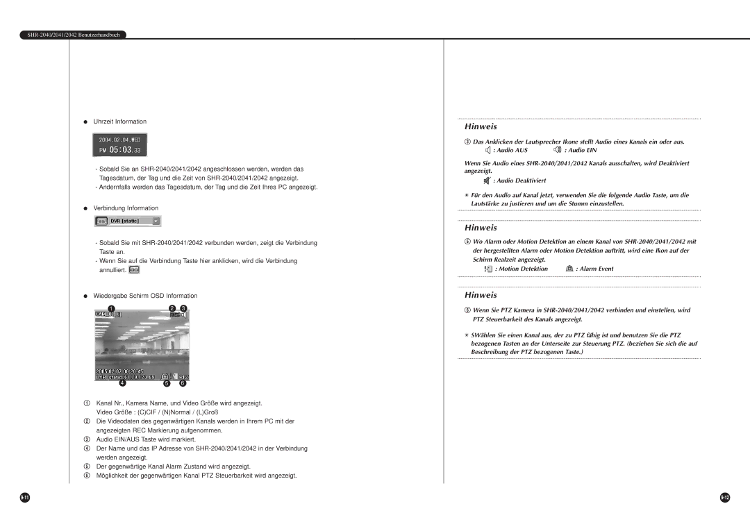 Samsung SHR-2042P manual Uhrzeit Information 