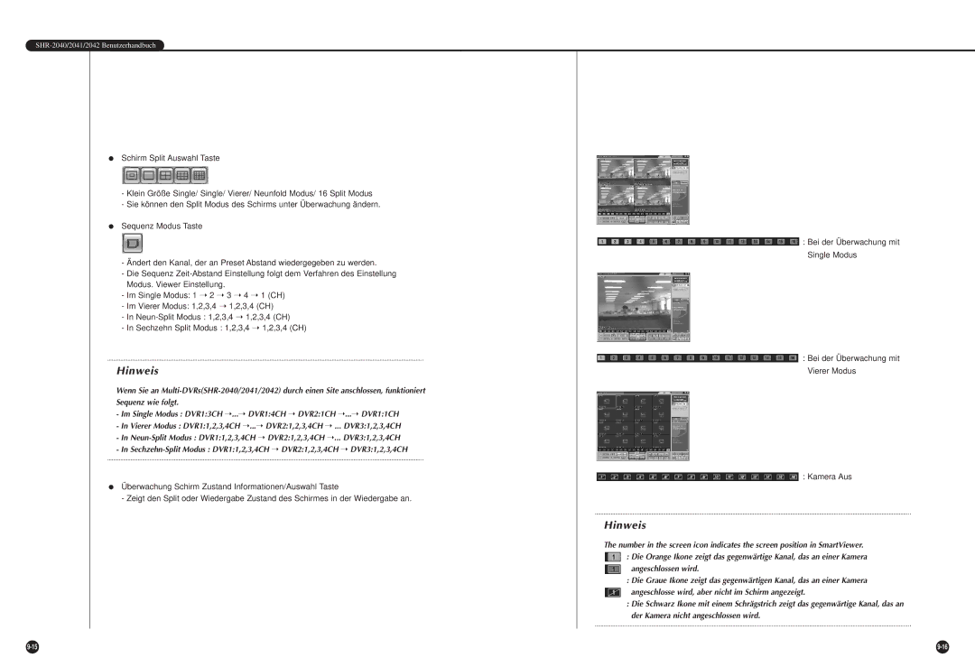 Samsung SHR-2042P manual Hinweis 