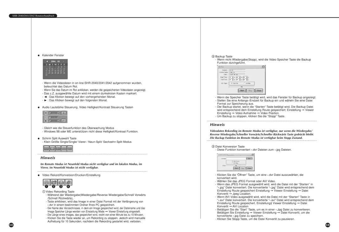 Samsung SHR-2042P manual Hinweis 