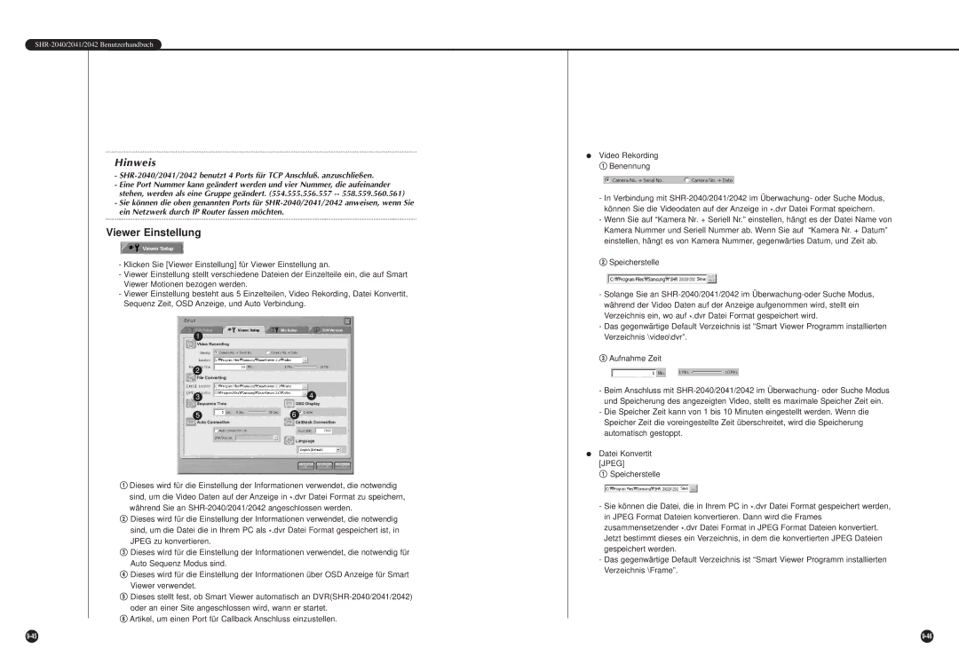 Samsung SHR-2042P manual Viewer Einstellung 