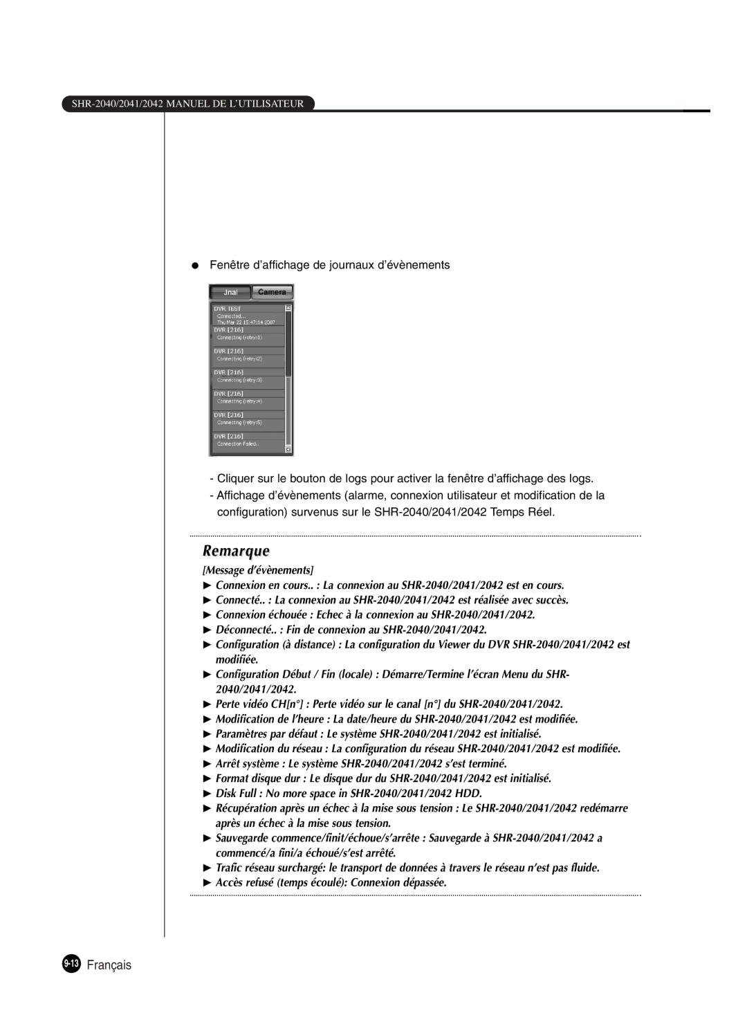 Samsung SHR-2042P250, SHR-2040P250 manual 13Français 