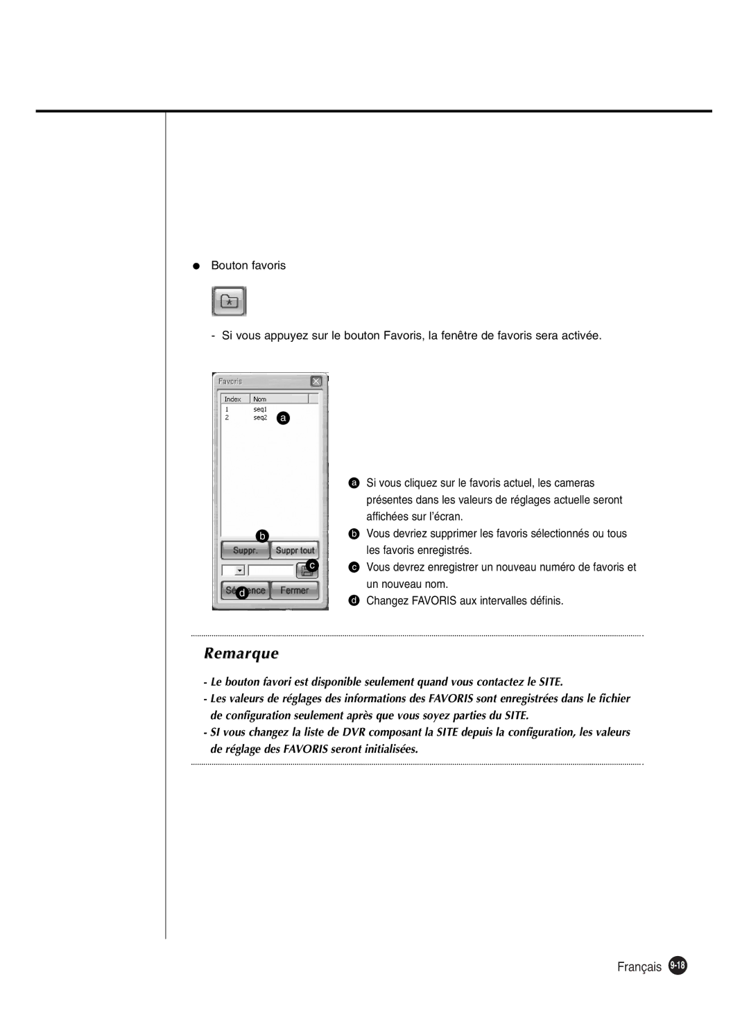 Samsung SHR-2042P250, SHR-2040P250 manual Changez Favoris aux intervalles définis 