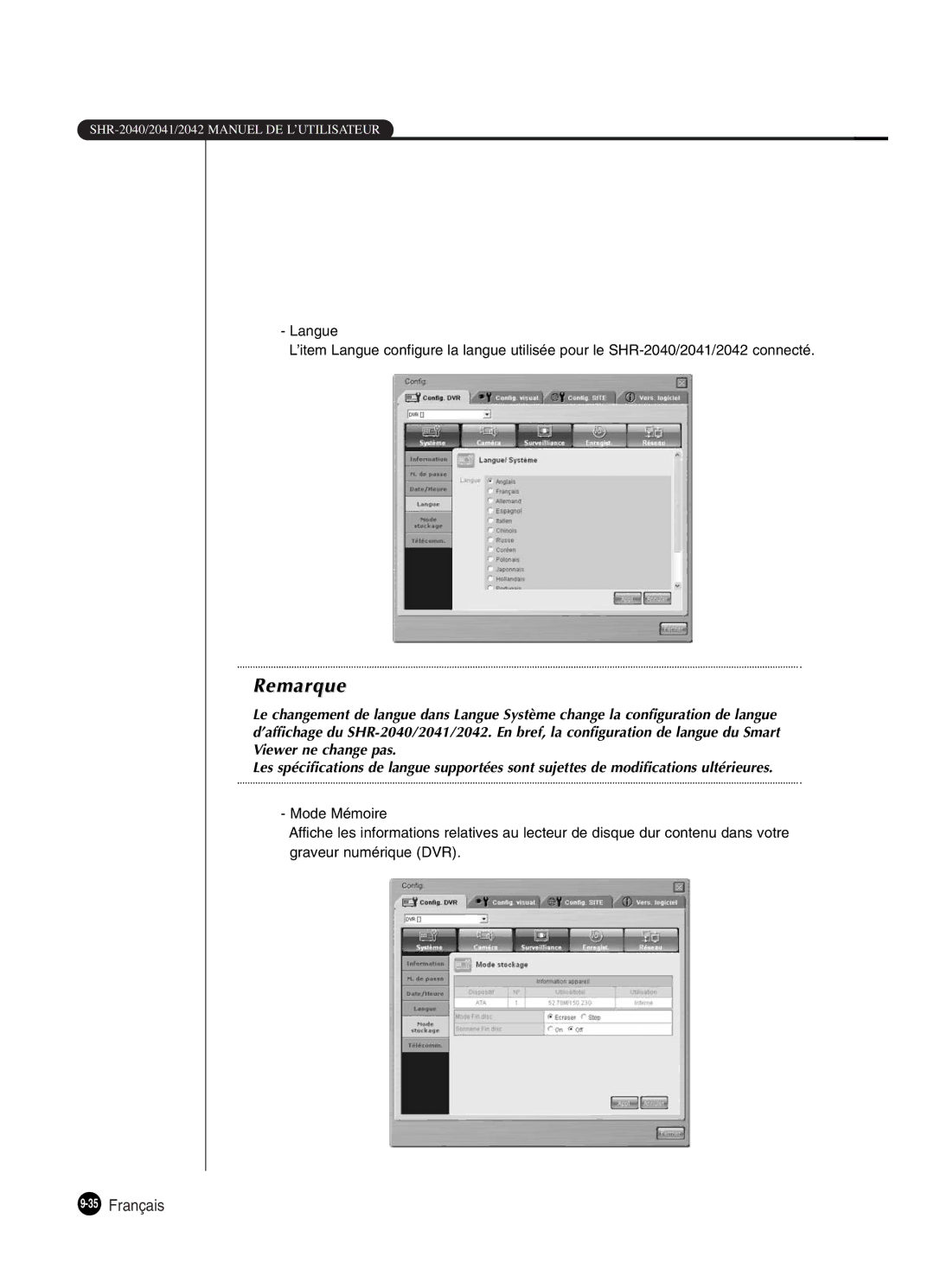 Samsung SHR-2042P250, SHR-2040P250 manual 35Français 