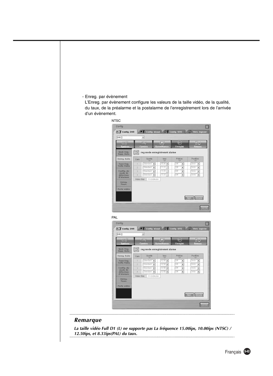 Samsung SHR-2040P250, SHR-2042P250 manual Remarque 