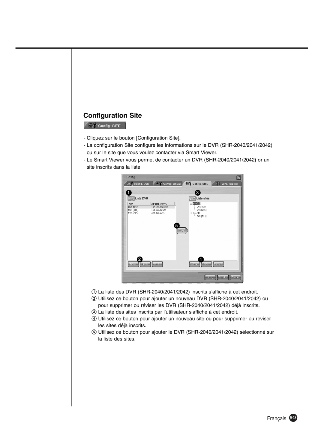 Samsung SHR-2040P250, SHR-2042P250 manual Configuration Site 