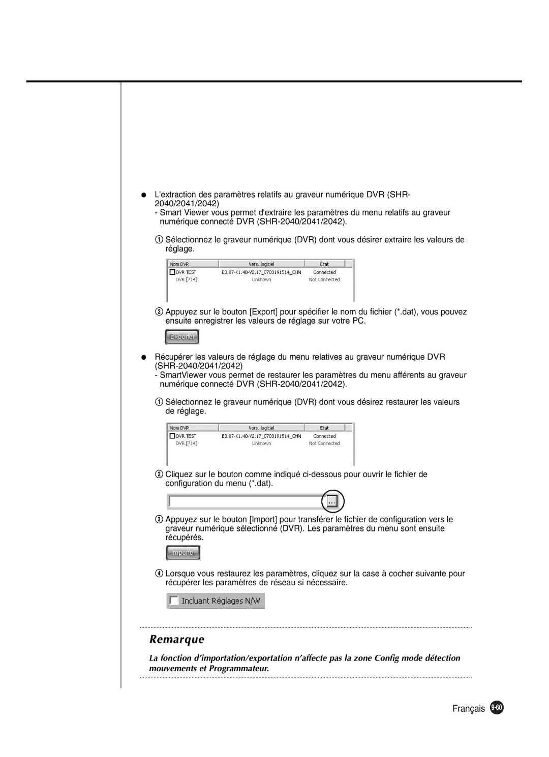 Samsung SHR-2040P250, SHR-2042P250 manual Remarque 