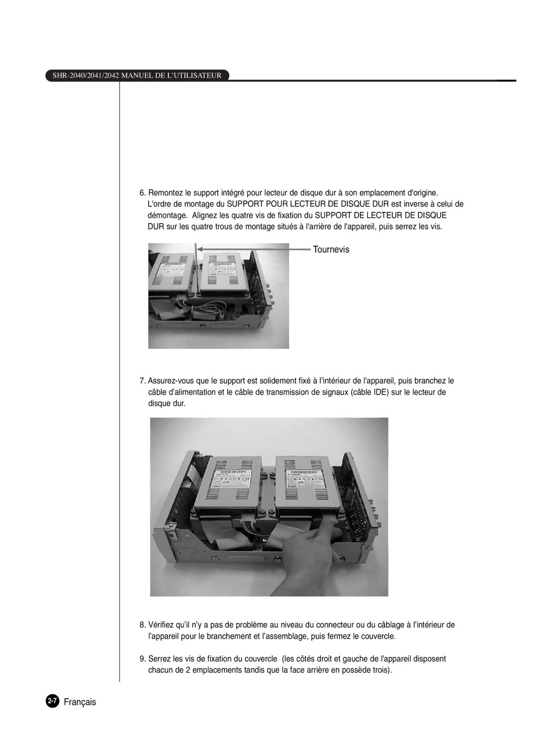 Samsung SHR-2042P250, SHR-2040P250 manual Tournevis, 7Français 