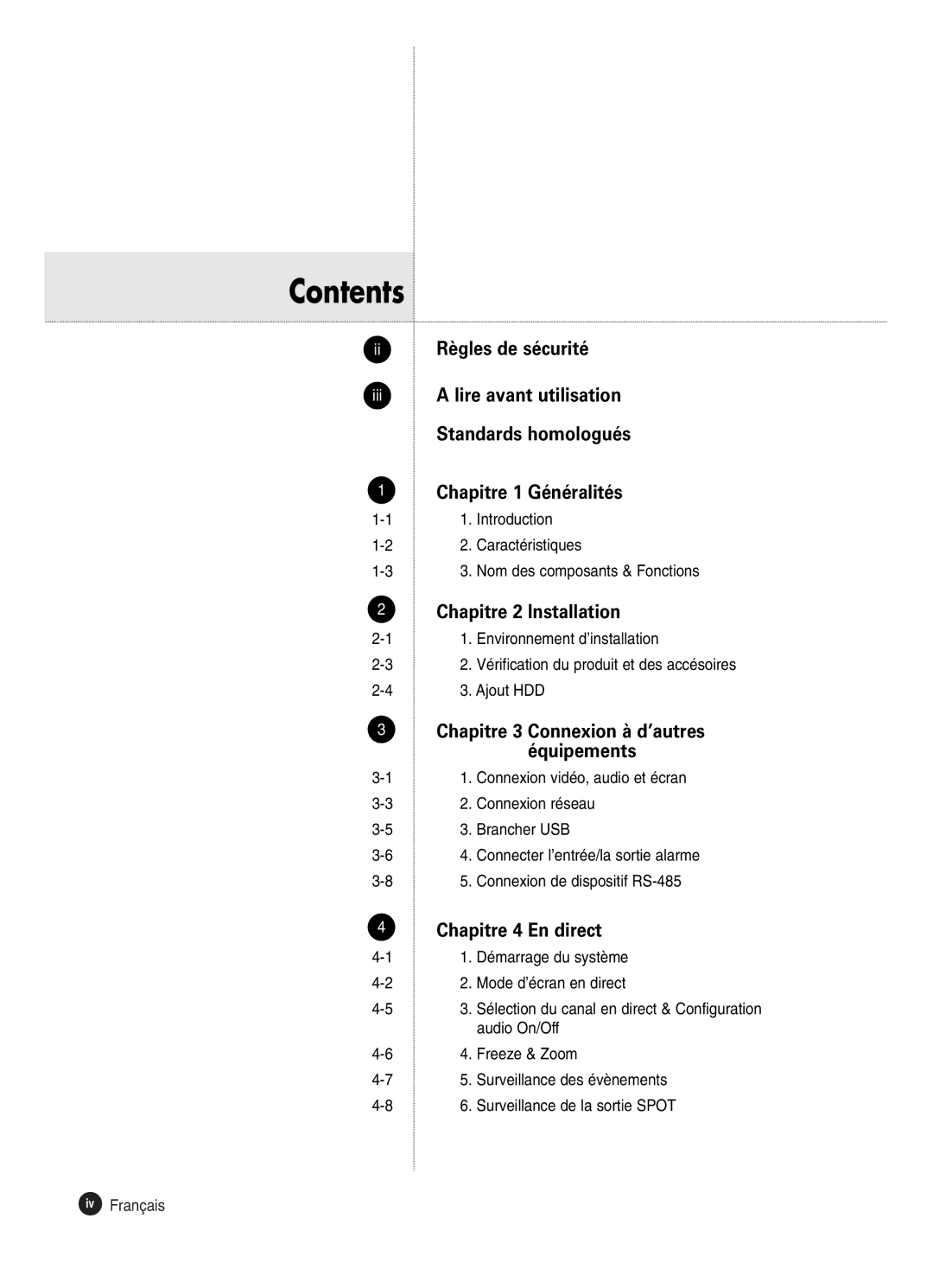 Samsung SHR-2042P250, SHR-2040P250 manual Contents 