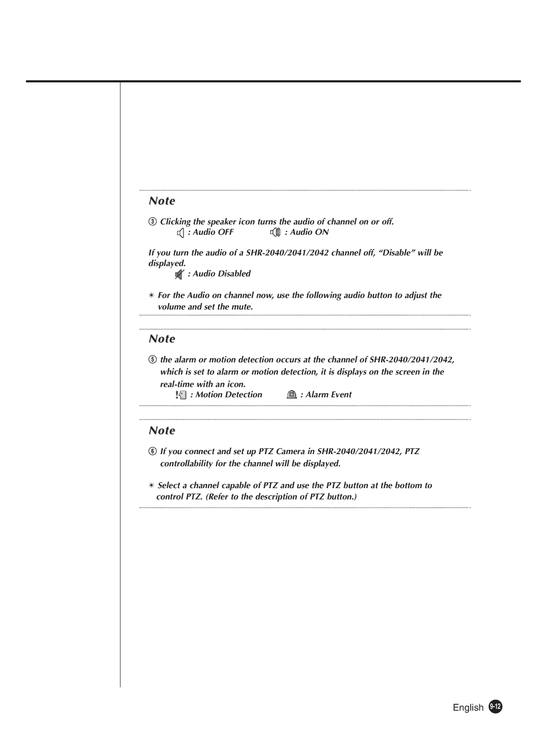 Samsung SHR-2040P250, SHR-2042P250 manual Real-time with an icon Motion Detection 