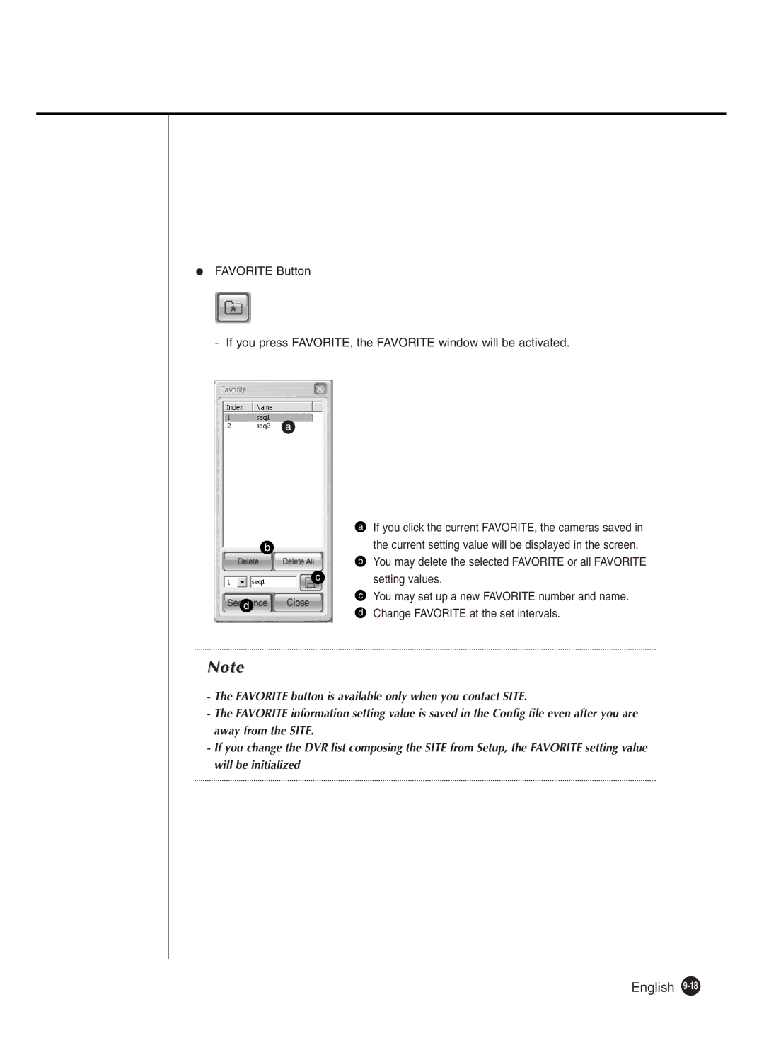 Samsung SHR-2042P250, SHR-2040P250 manual Change Favorite at the set intervals 