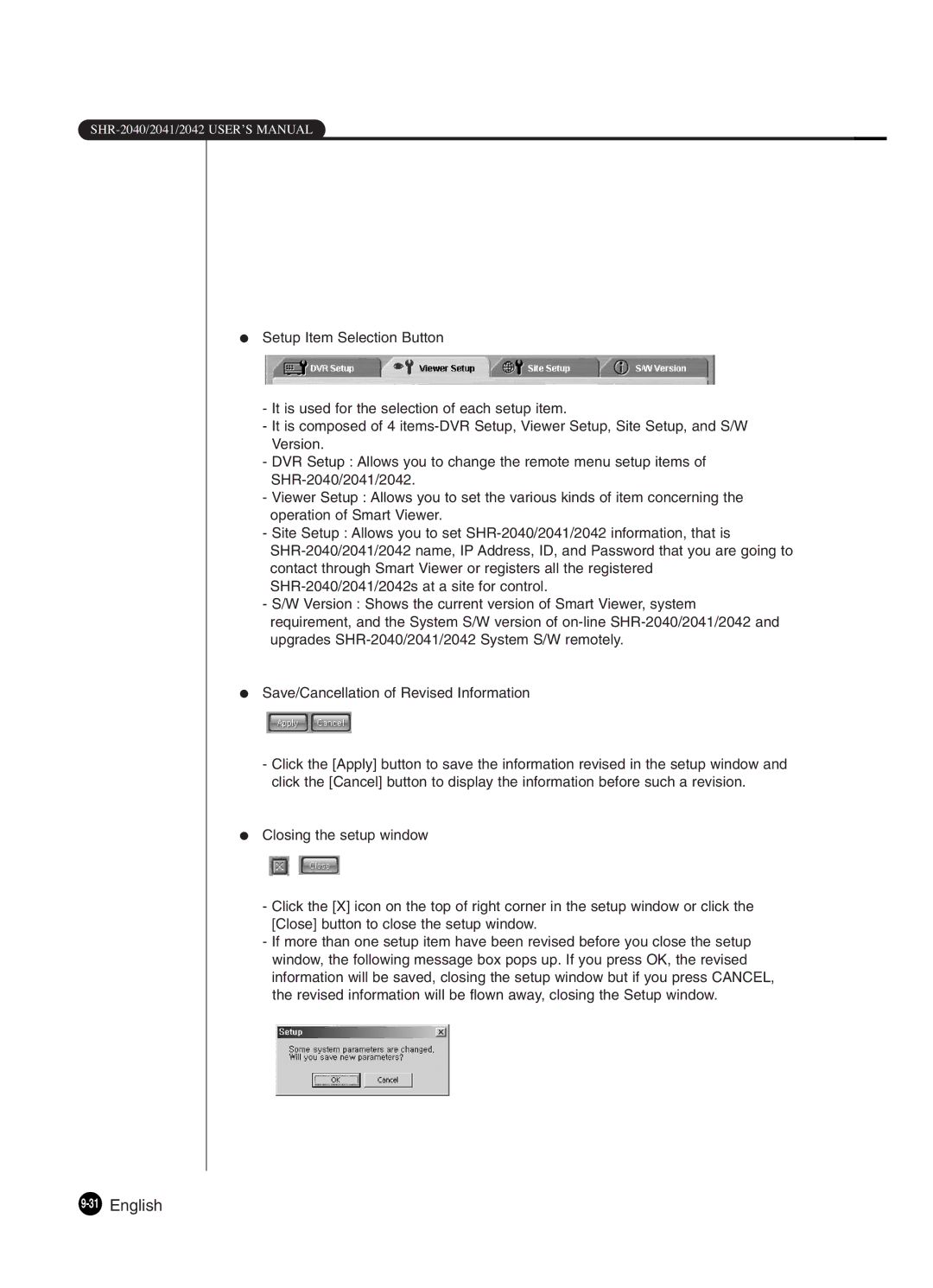 Samsung SHR-2042P250, SHR-2040P250 manual 31English 