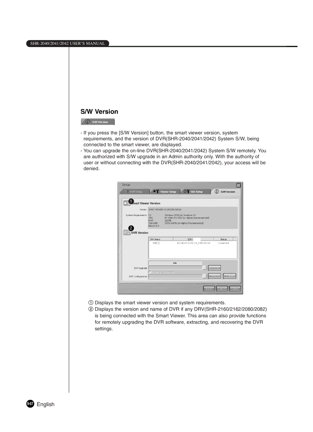 Samsung SHR-2042P250, SHR-2040P250 manual Version, 57English 