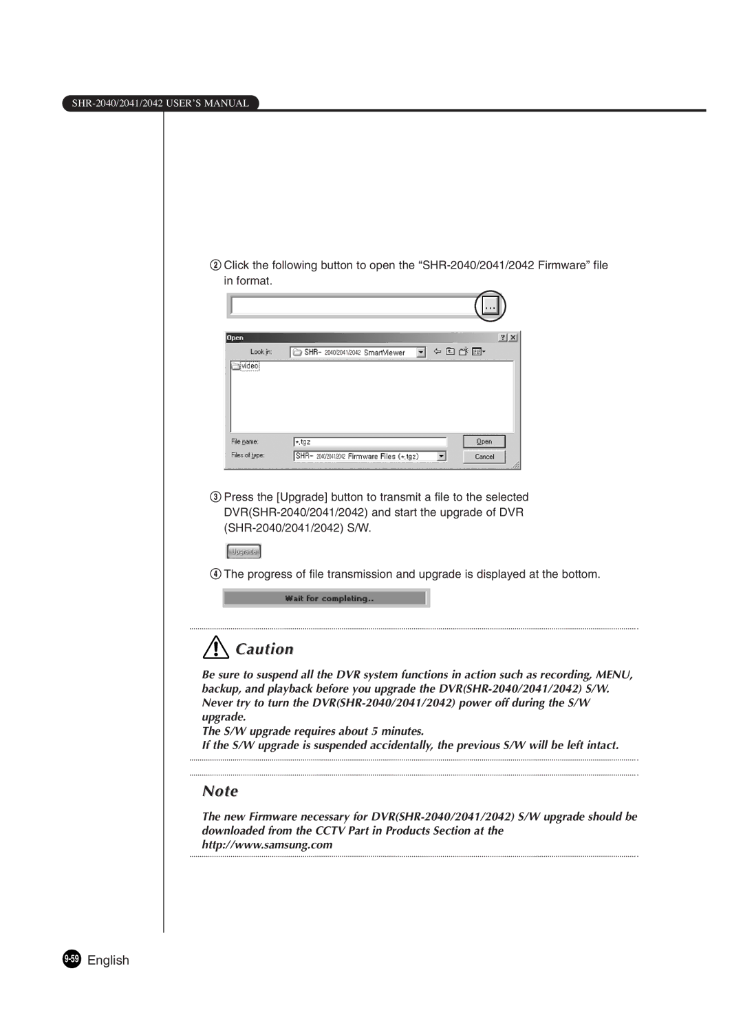 Samsung SHR-2042P250, SHR-2040P250 manual 59English 