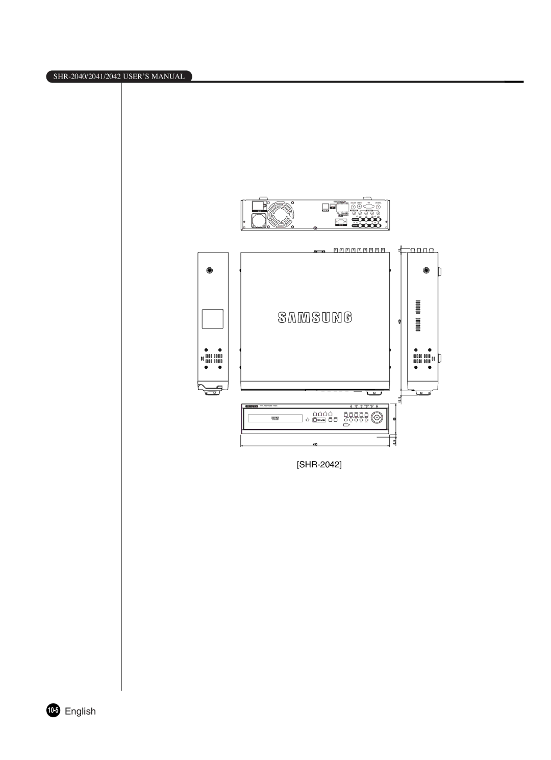 Samsung SHR-2042P250, SHR-2040P250 manual 10-5English 