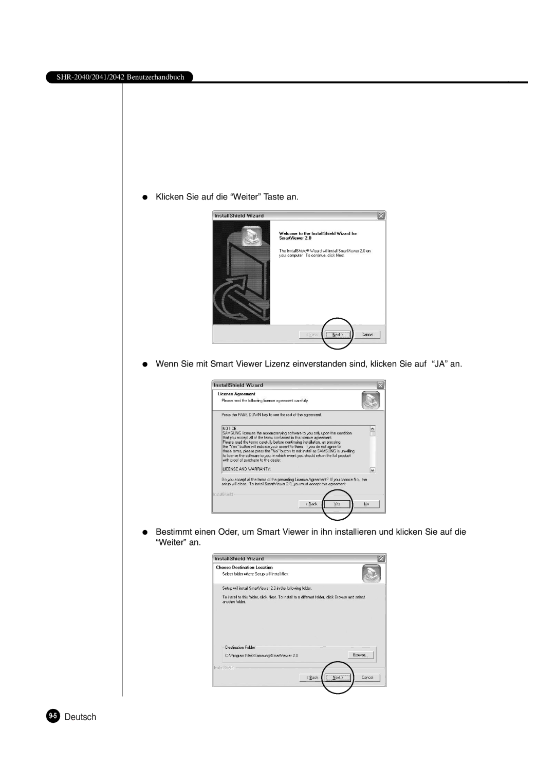 Samsung SHR-2042P250, SHR-2040P250 manual 5Deutsch 