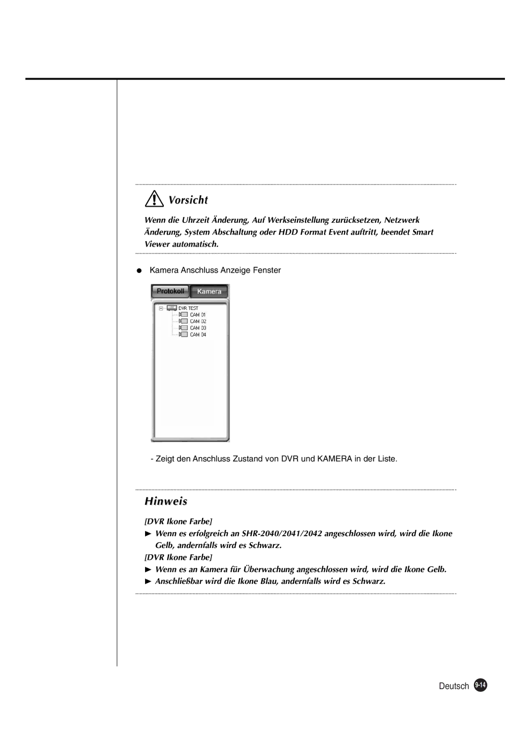 Samsung SHR-2042P250, SHR-2040P250 manual Vorsicht 