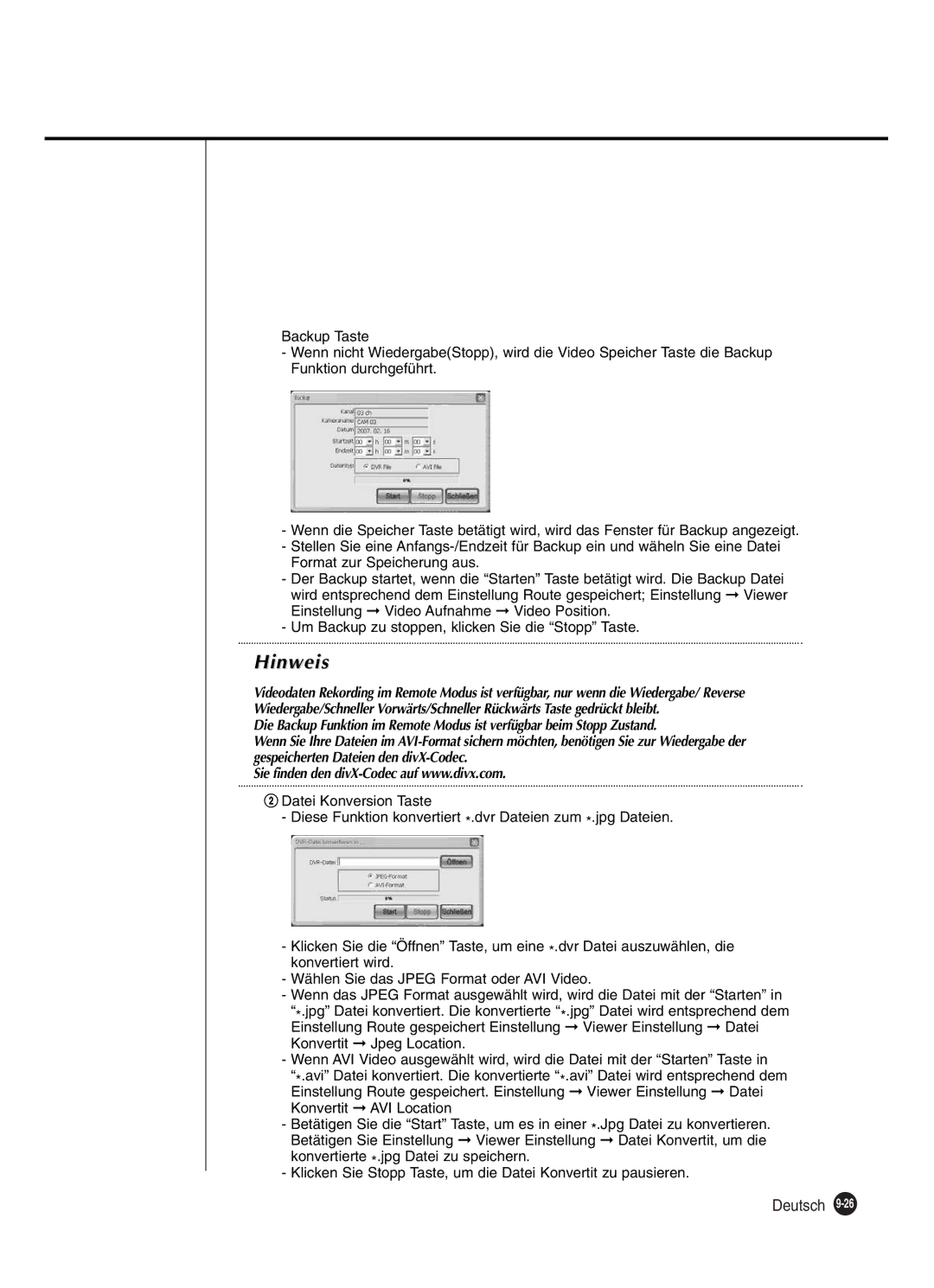 Samsung SHR-2042P250, SHR-2040P250 manual Hinweis 