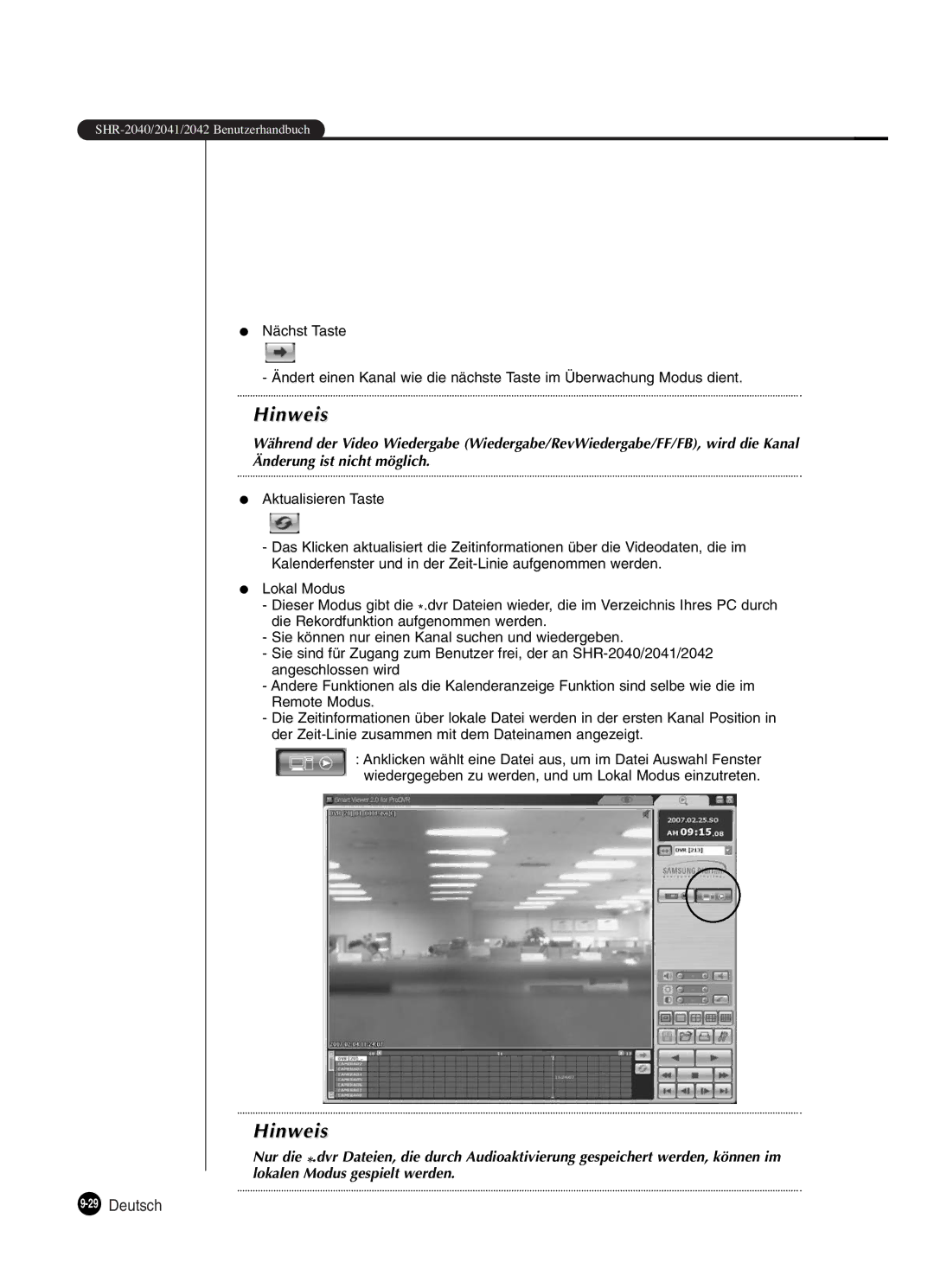 Samsung SHR-2042P250, SHR-2040P250 manual 29Deutsch 