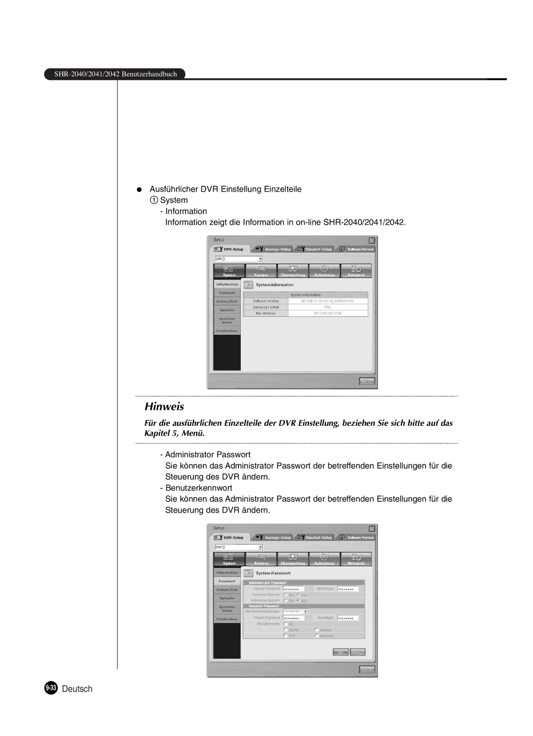 Samsung SHR-2042P250, SHR-2040P250 manual 33Deutsch 