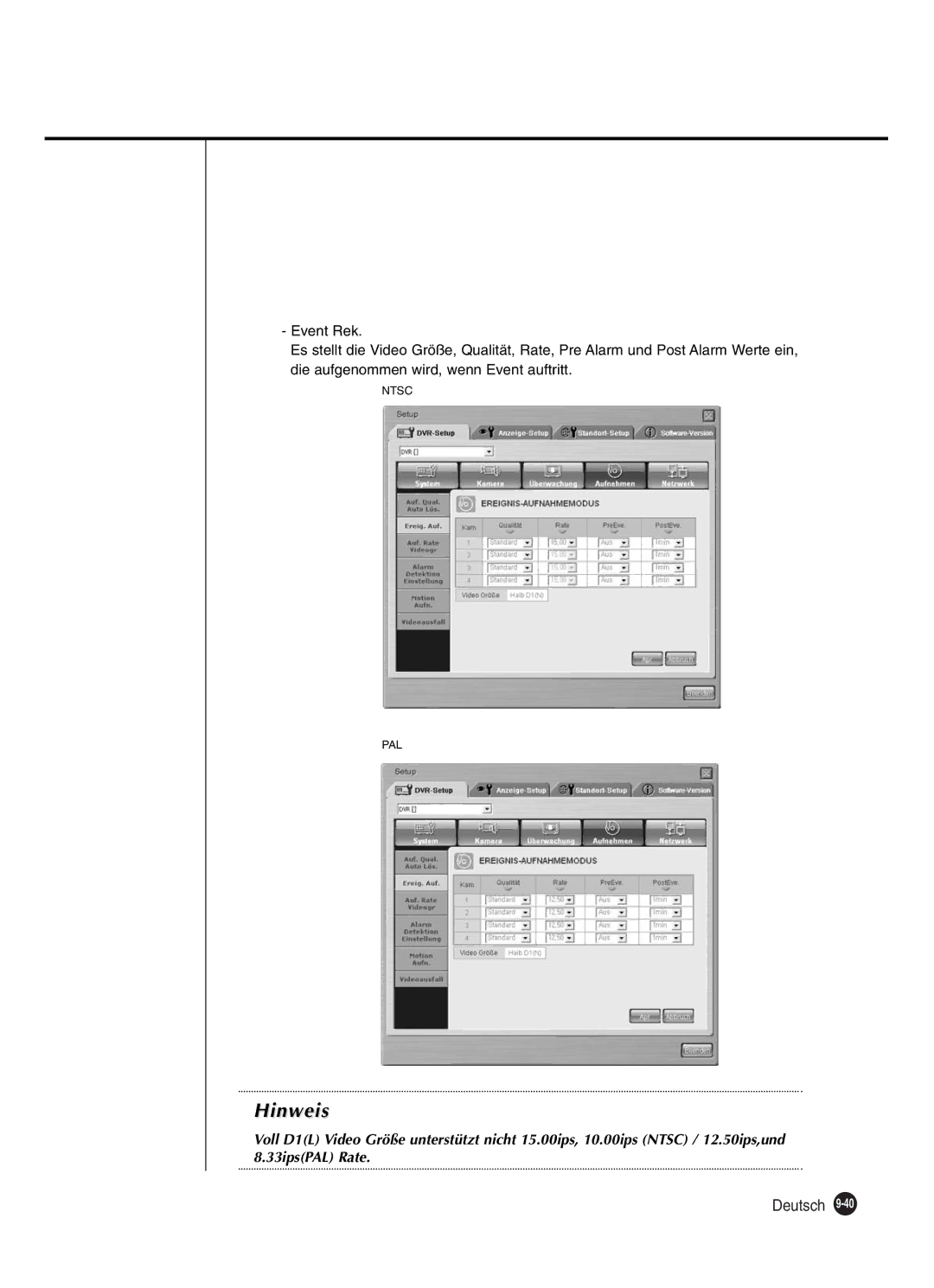 Samsung SHR-2040P250, SHR-2042P250 manual Hinweis 