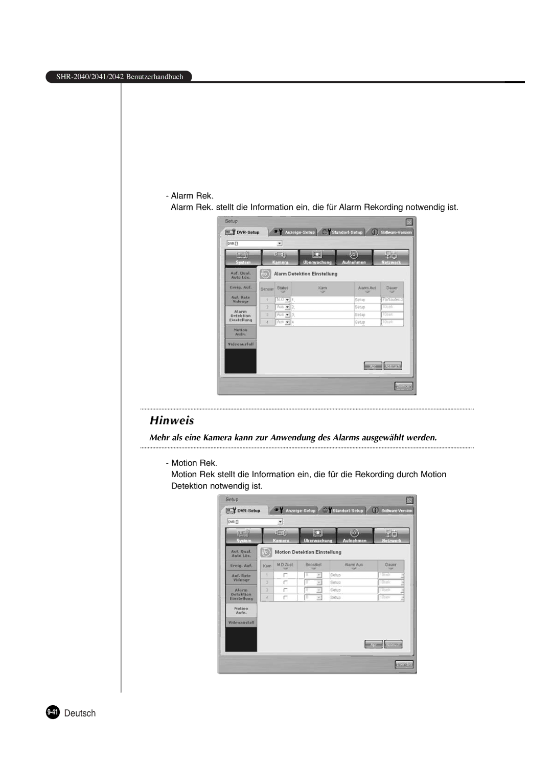 Samsung SHR-2042P250, SHR-2040P250 manual 41Deutsch 