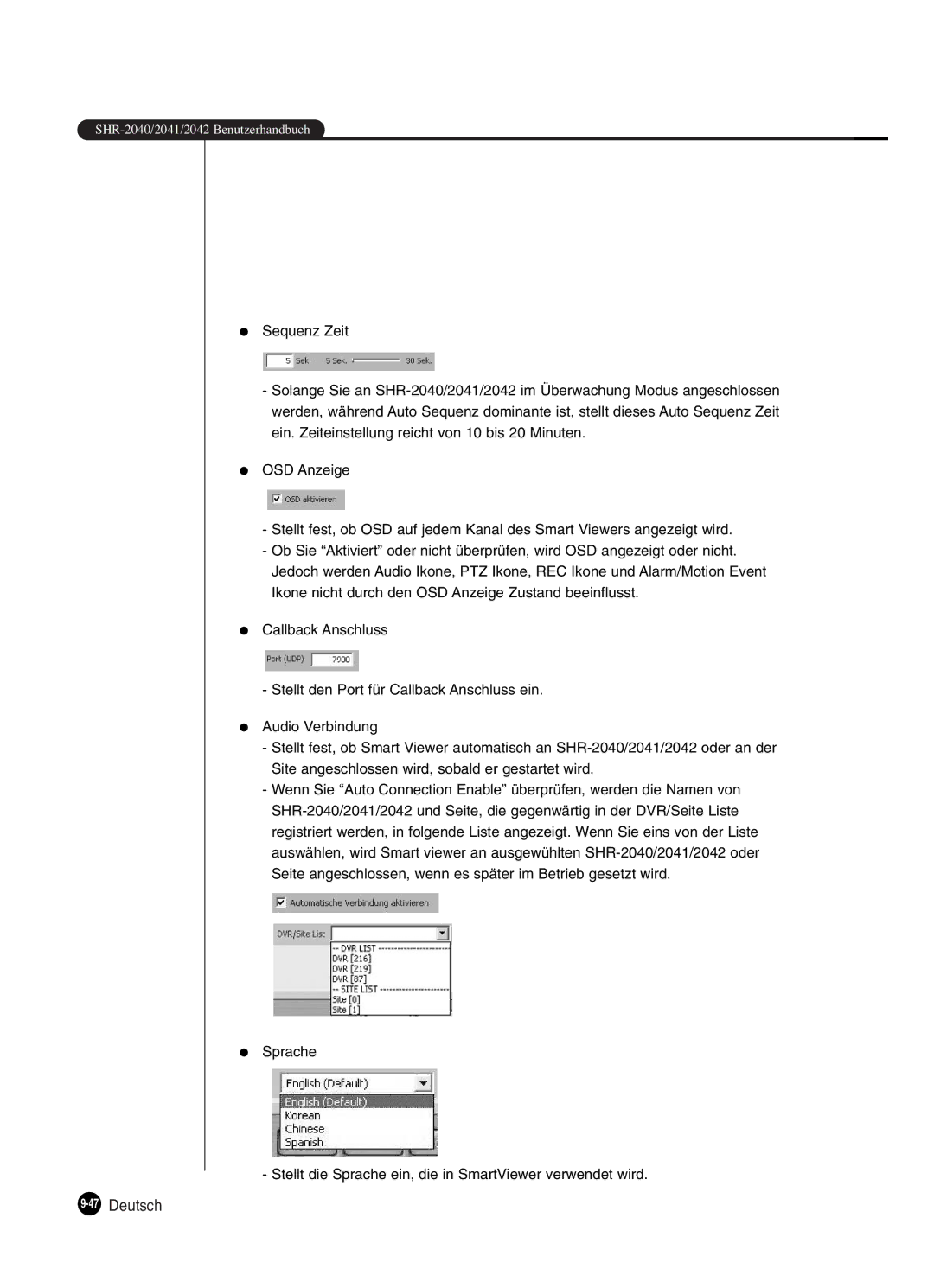 Samsung SHR-2042P250, SHR-2040P250 manual 47Deutsch 