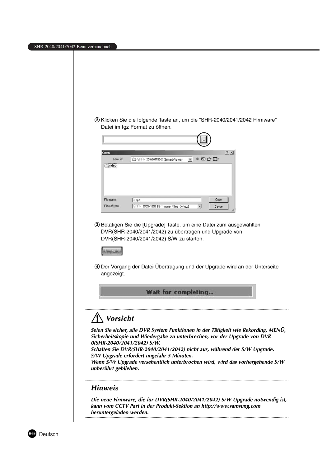 Samsung SHR-2042P250, SHR-2040P250 manual 59Deutsch 