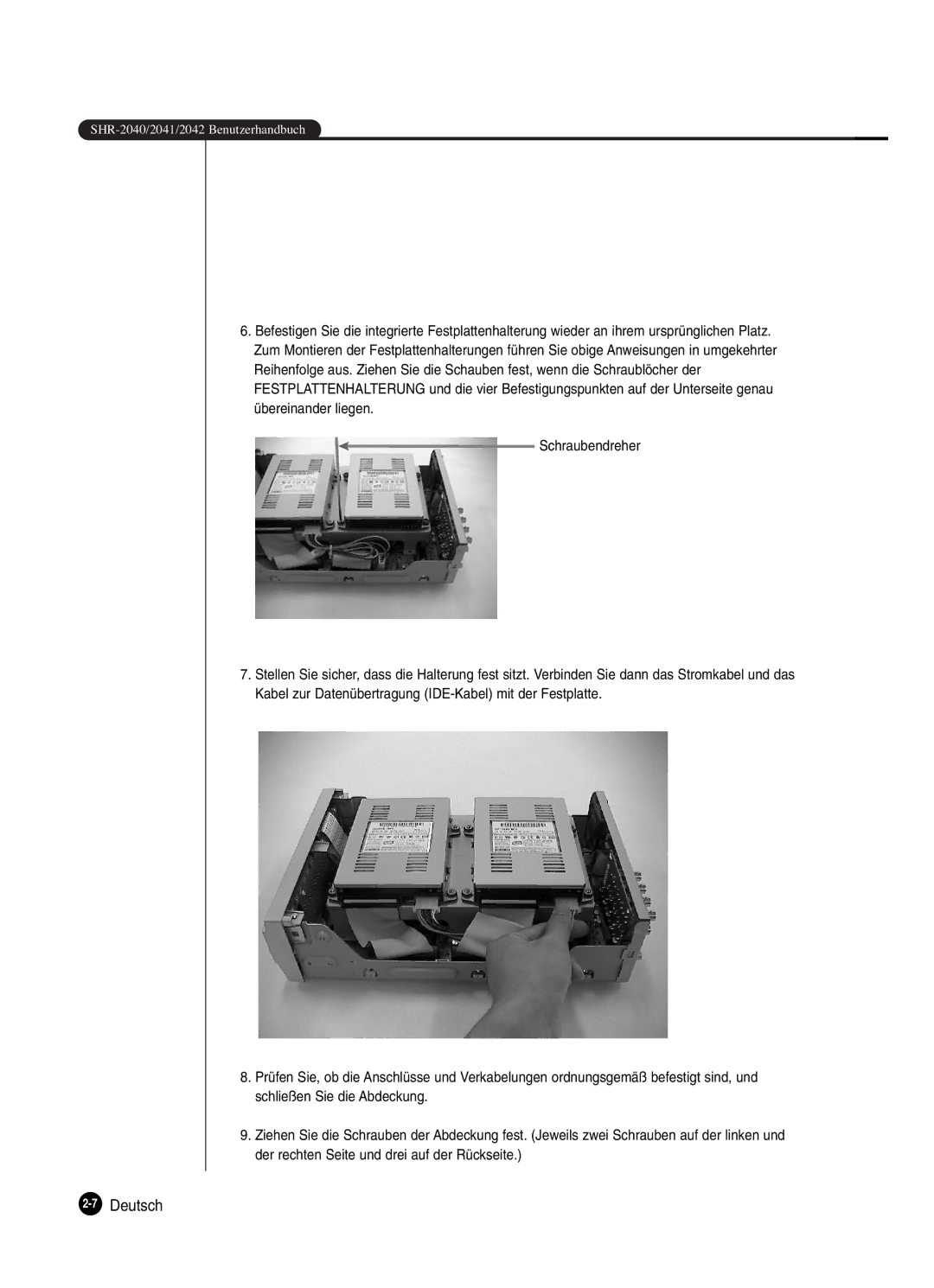 Samsung SHR-2042P250, SHR-2040P250 manual 7Deutsch 