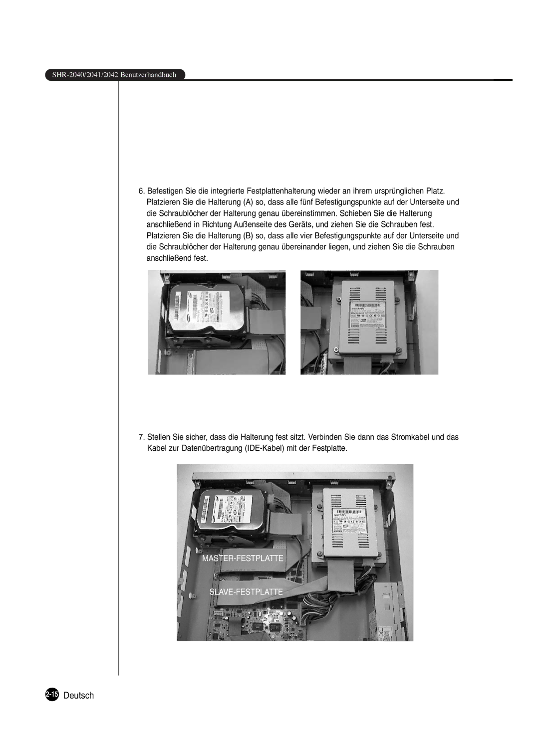 Samsung SHR-2042P250, SHR-2040P250 manual 15Deutsch 