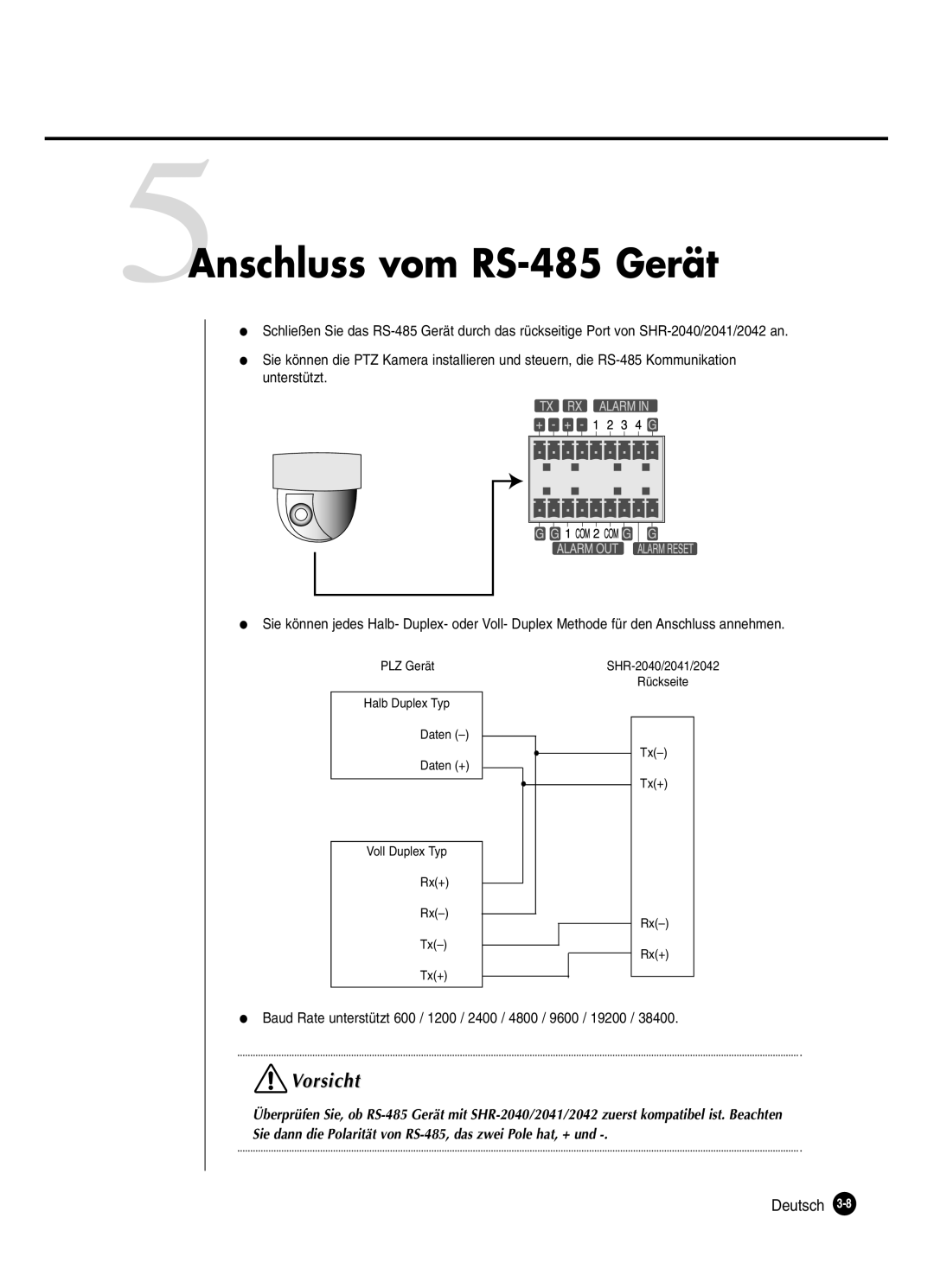 Samsung SHR-2040P250, SHR-2042P250 manual 5Anschluss vom RS-485 Gerät 