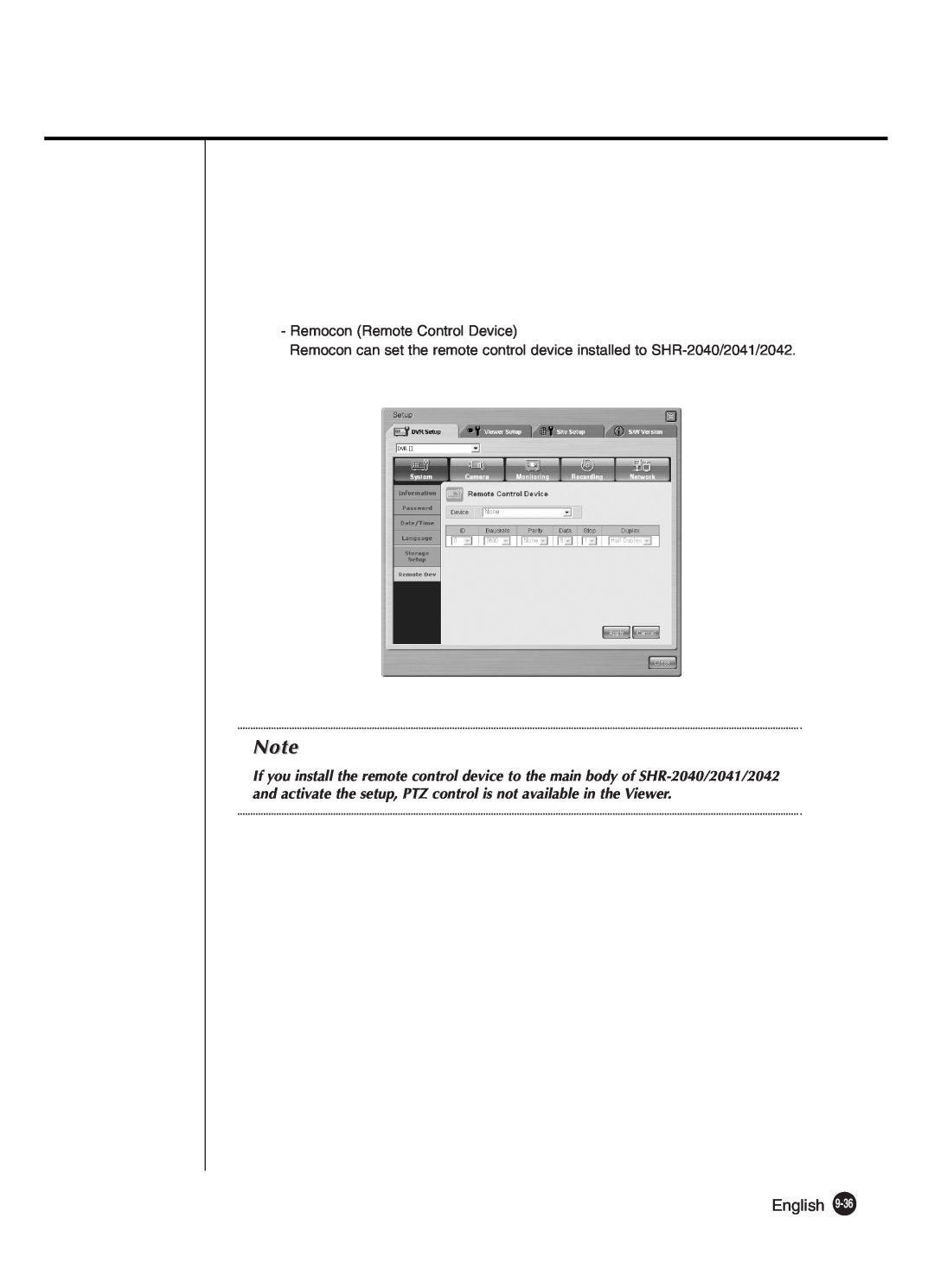 Samsung SHR-2040P250, SHR-2042P250 manual Remocon Remote Control Device 
