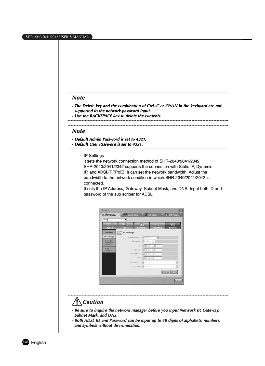 Samsung SHR-2042P250, SHR-2040P250 manual English 