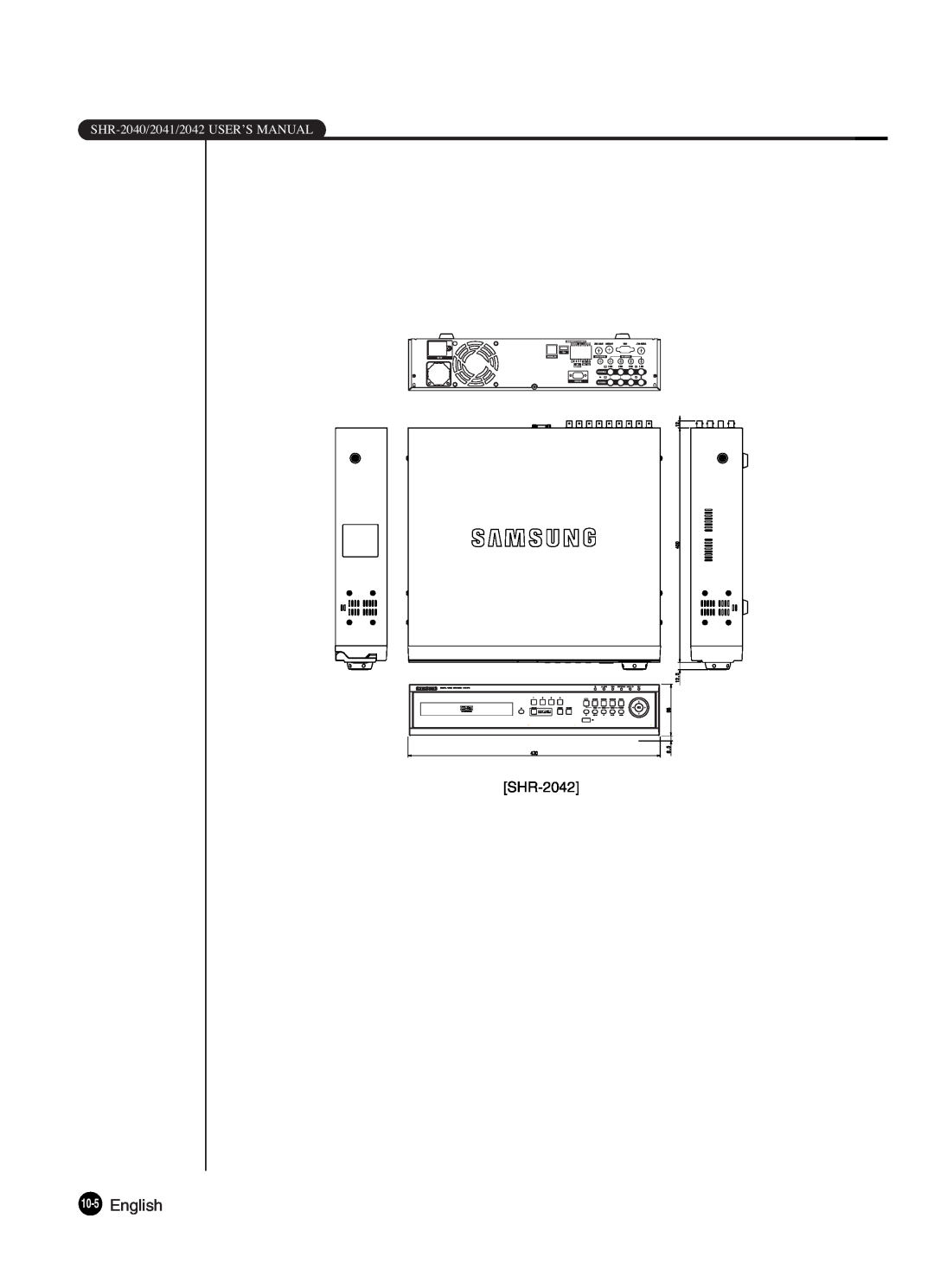 Samsung SHR-2042P250, SHR-2040P250 manual English, SHR-2040/2041/2042 USER’S MANUAL 