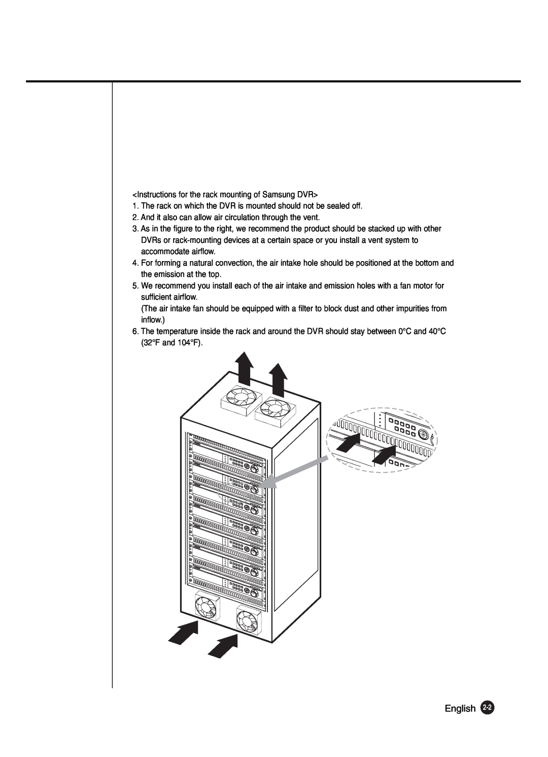 Samsung SHR-2042P250, SHR-2040P250 manual Instructions for the rack mounting of Samsung DVR 