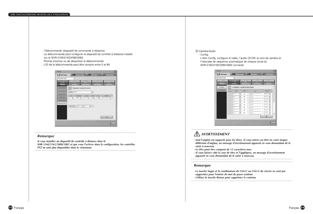 Samsung SHR-2160P, SHR-2080P, SHR-2162P750, SHR-2082P500, SHR-2162P500 manual 15Français 