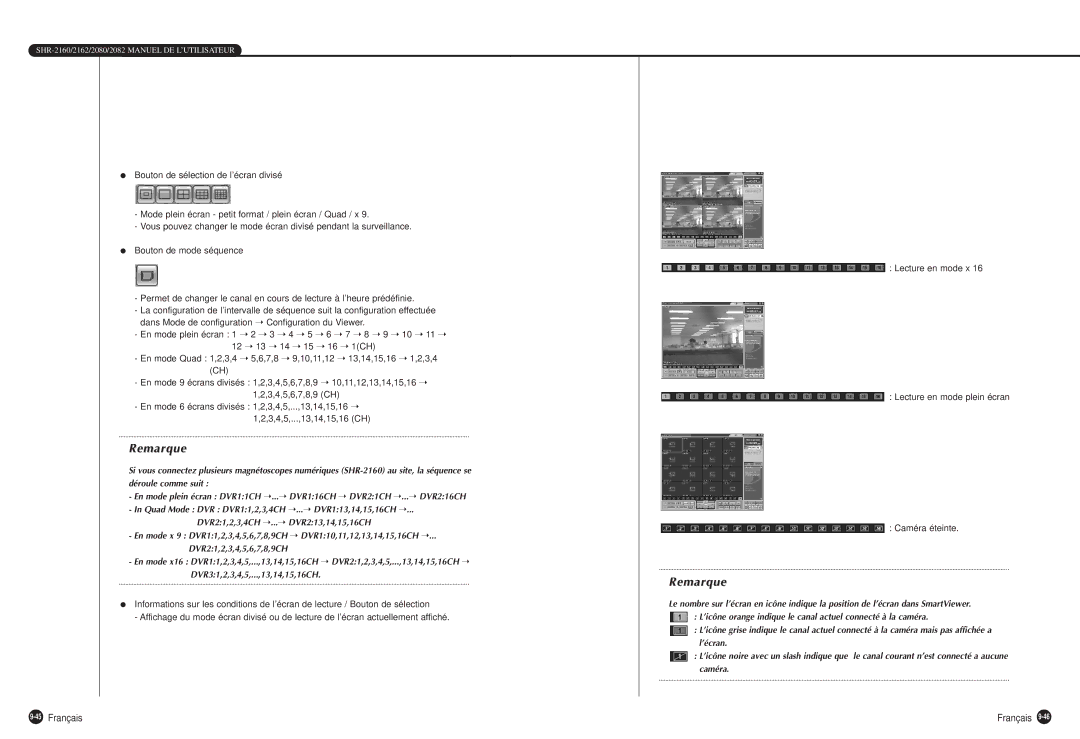 Samsung SHR-2162P750, SHR-2160P, SHR-2080P, SHR-2082P500, SHR-2162P500 manual 45Français 