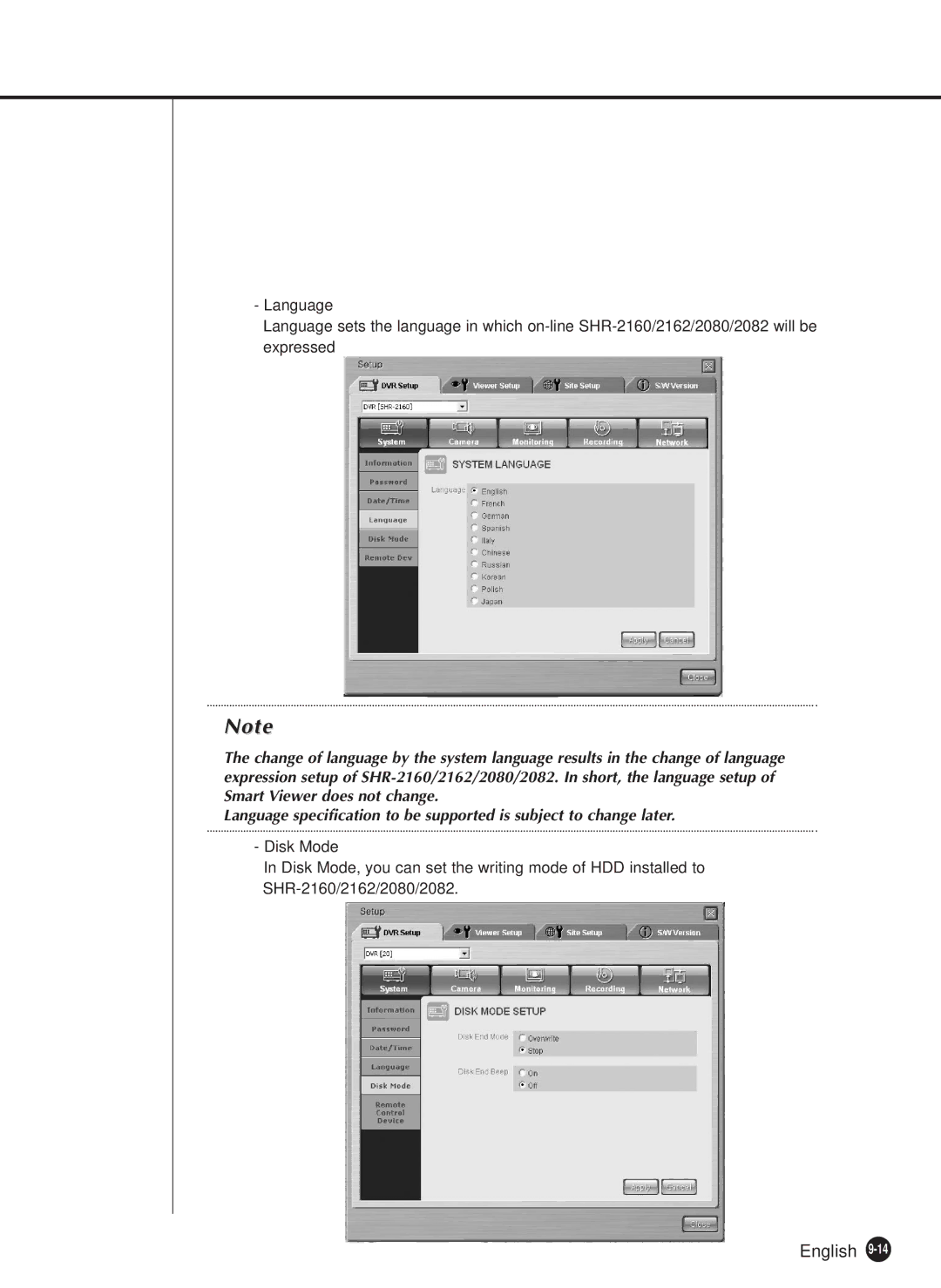 Samsung SHR-2162P750, SHR-2082P500, SHR-2162P500, SHR-2080P/XEC, SHR-2160P/XEC, SHR-2160P/TRK manual English 