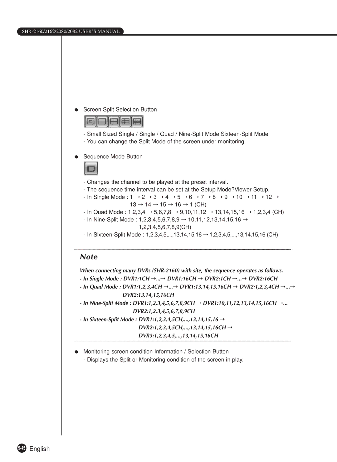 Samsung SHR-2162P750, SHR-2082P500, SHR-2162P500, SHR-2080P/XEC, SHR-2160P/XEC, SHR-2160P/TRK manual 45English 