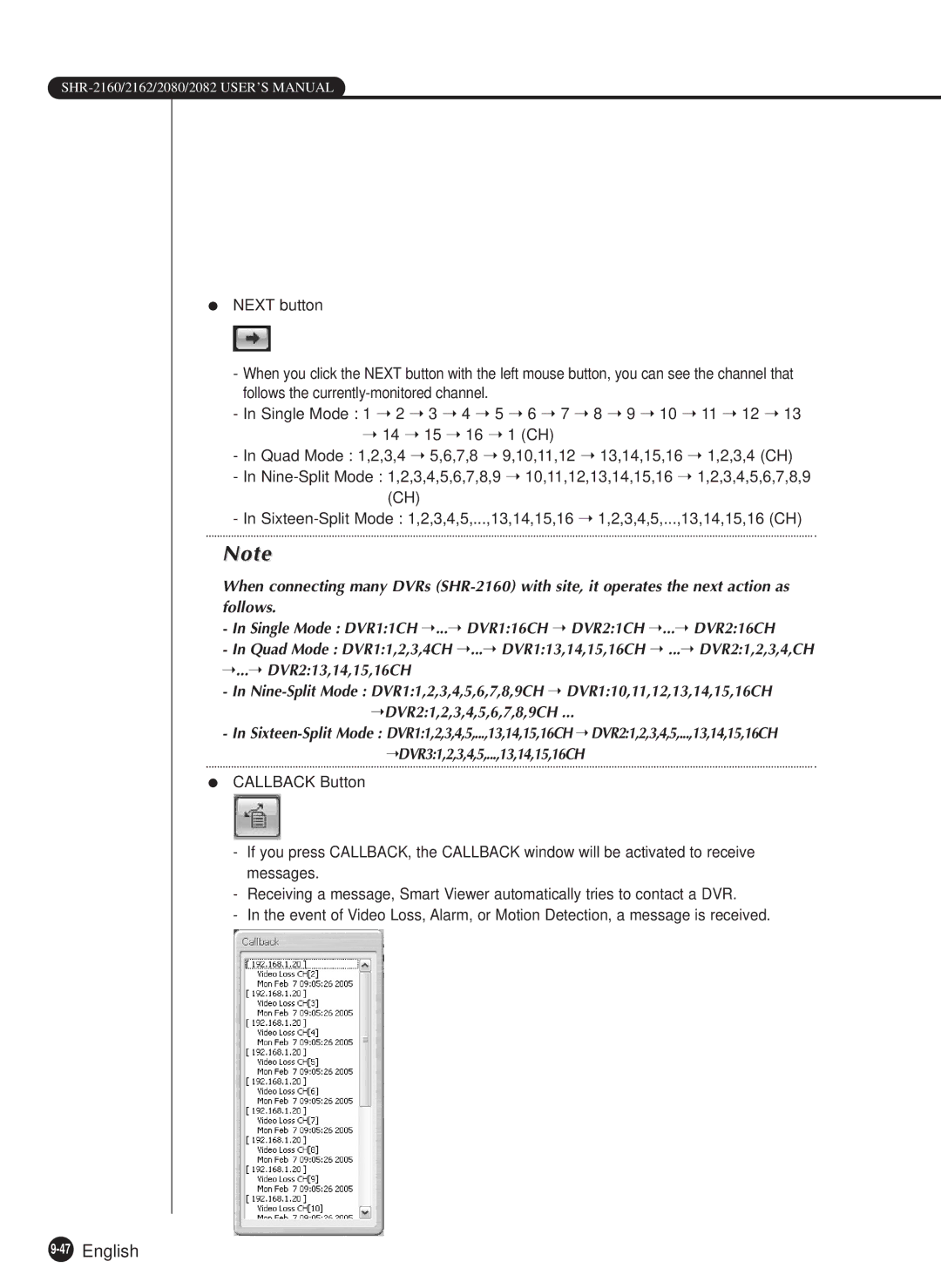 Samsung SHR-2162P750, SHR-2082P500, SHR-2162P500, SHR-2080P/XEC, SHR-2160P/XEC, SHR-2160P/TRK manual 47English 